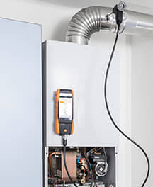 Αναλυτής καυσαερίων σε λειτουργία